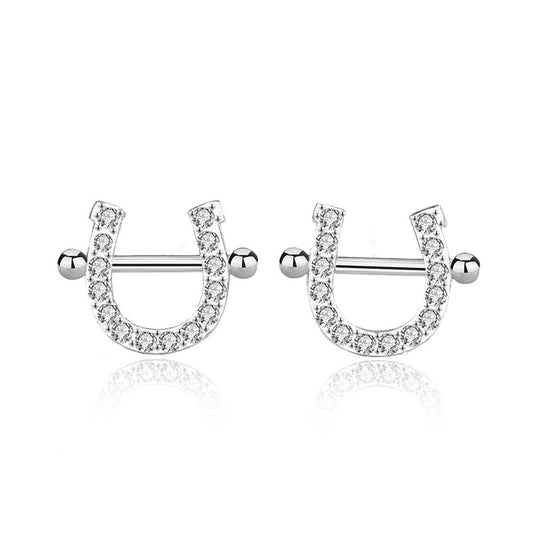 U Shape Horseshoe 925 Sterling Silver Stud Earrings