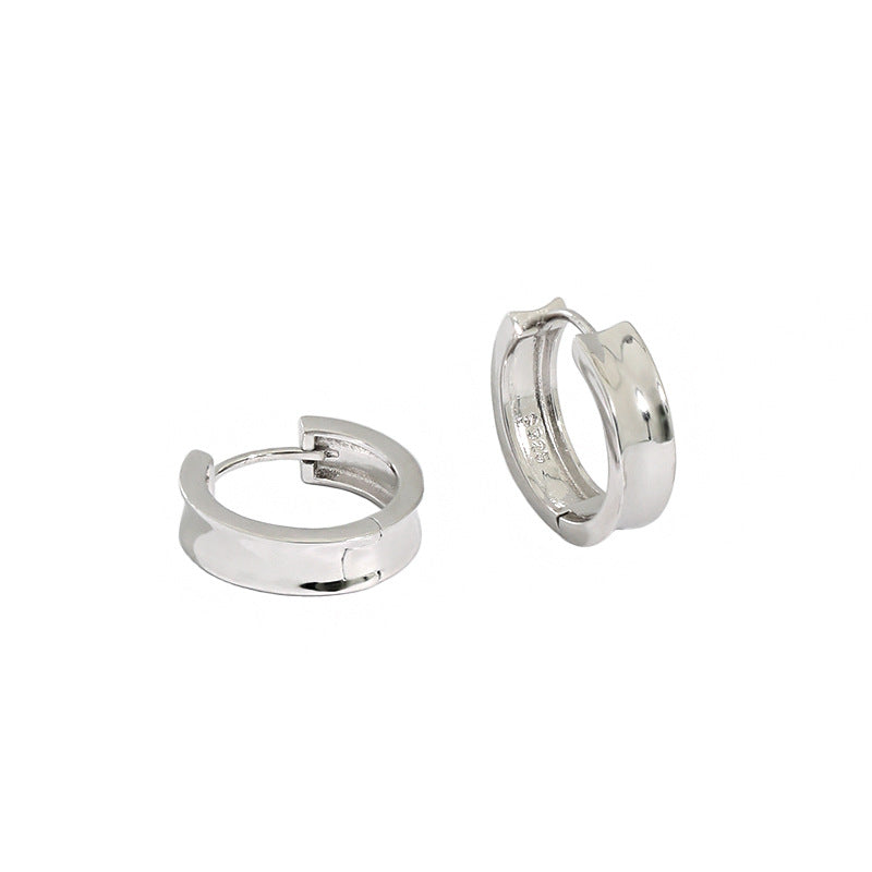 Simple Minimalist Geometry Circle 925 Sterling Silver Huggie Hoop Earrings