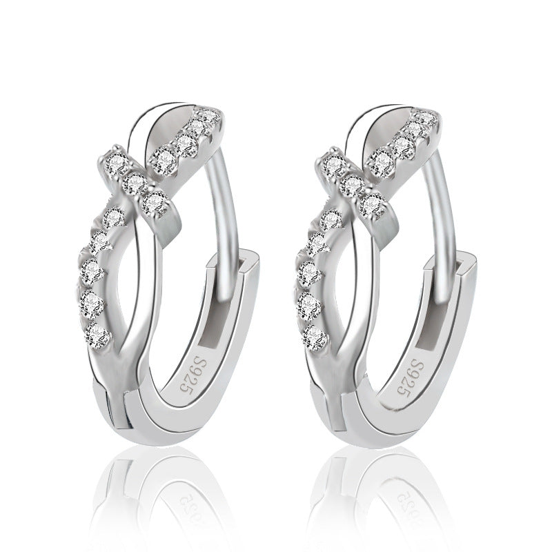 Casual CZ Mini Bow-knot 925 Sterling Silver Hoop Earrings