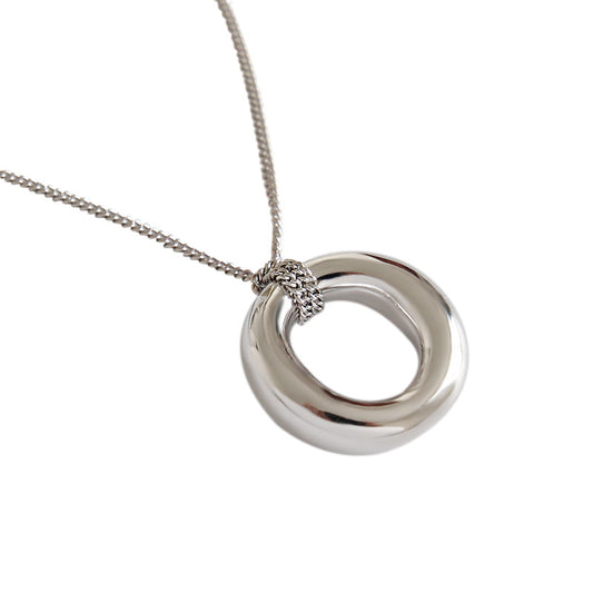 Simple Office Circle Ring 925 Sterling Silver Necklace