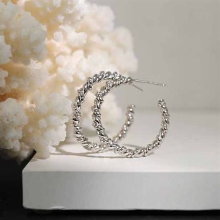 Fashion Twisted Circles 925 Sterling Silver Hoop Earrings