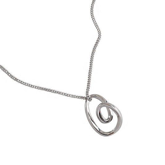 Simple Irregular Hollow Heart 925 Sterling Silver Necklace