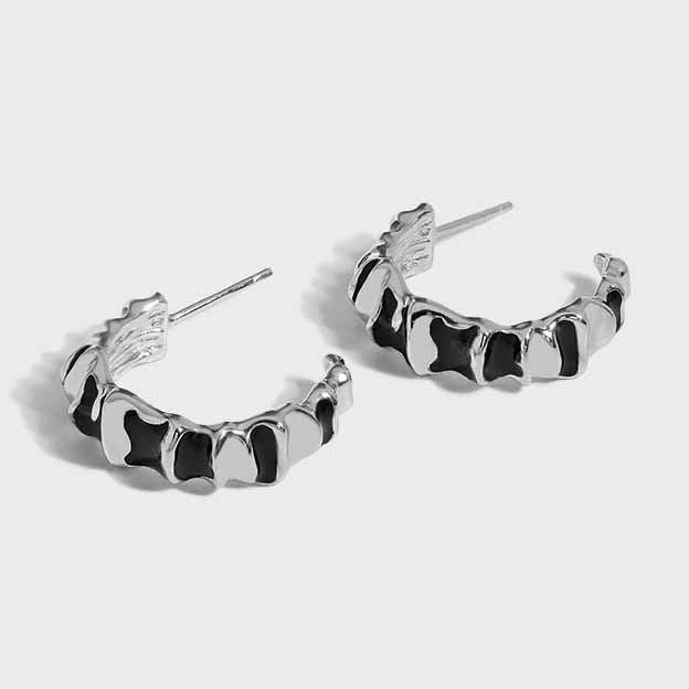 Fashion Irregular Snake Shape 925 Sterling Silver Hoop Earrings