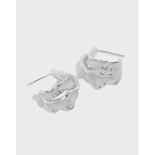 Fashion Irregular Twisted 925 Sterling Silver Hoop Earrings