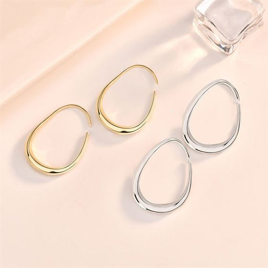 Geometry Hollow Circle Irregular 925 Sterling Silver Hoop Earrings