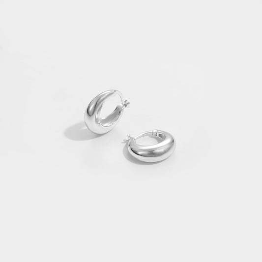 Geometry Round Circle 925 Sterling Silver Hoop Earrings